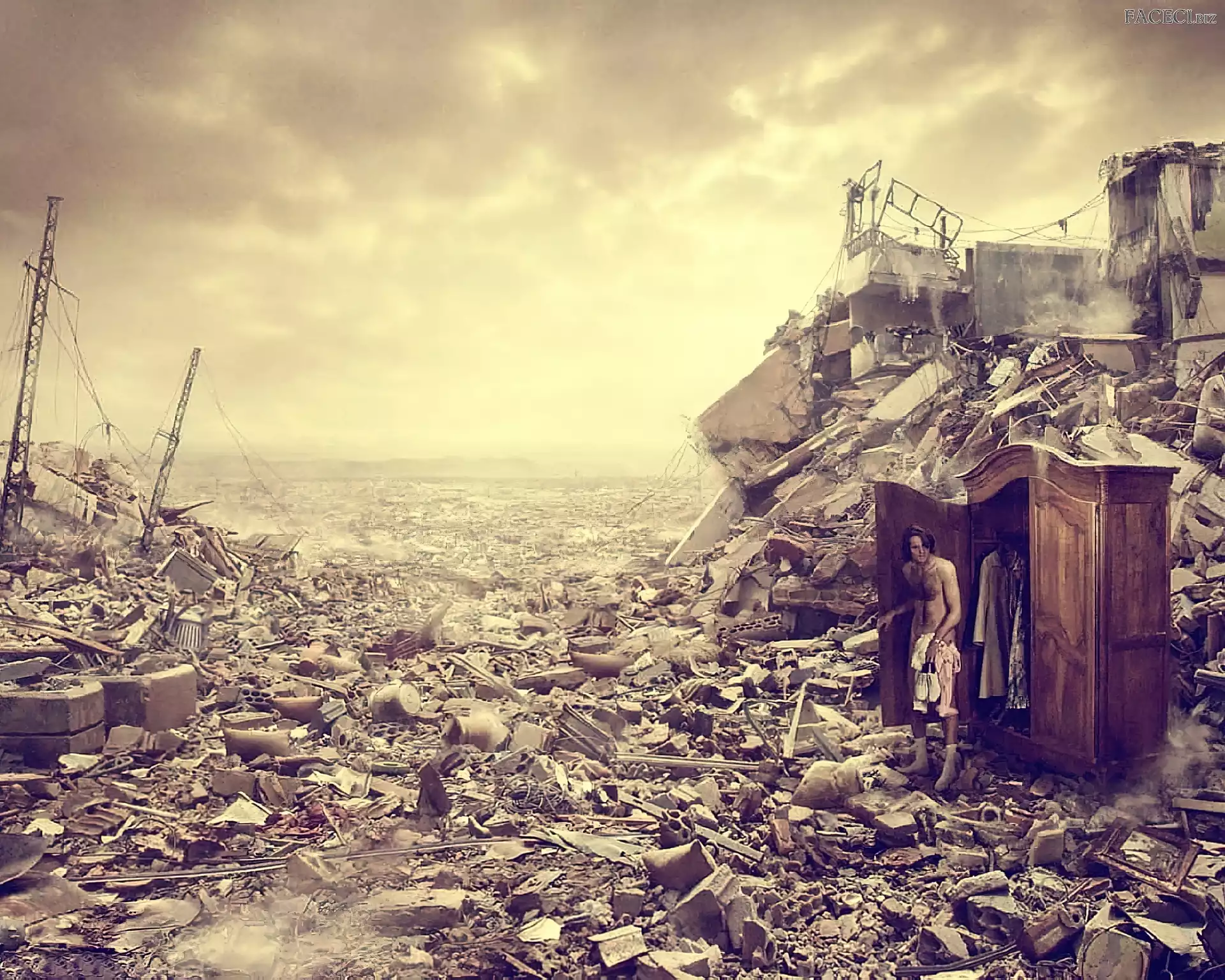 Mężczyzna, Śmieci, Szafa, Wysypisko