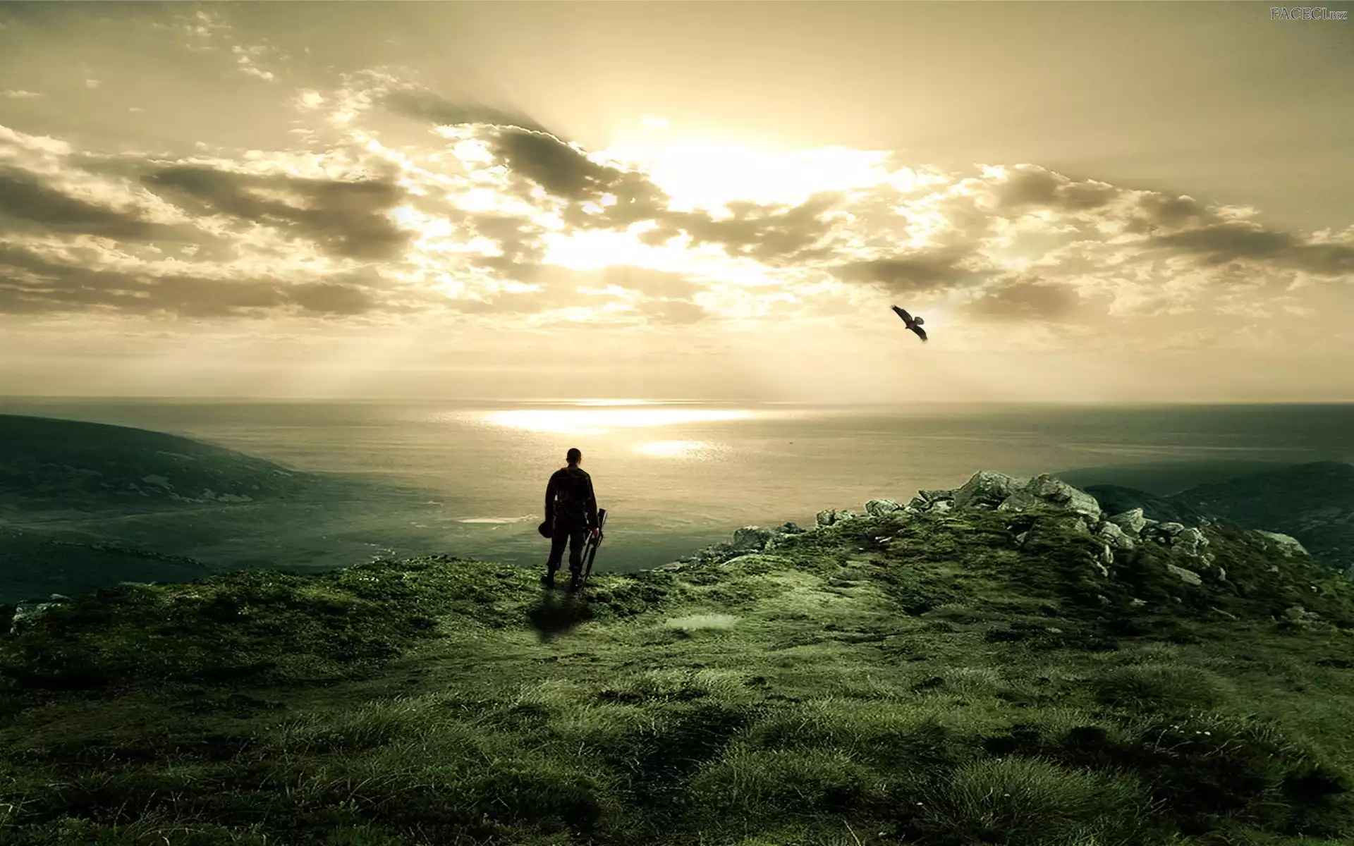 Chmury, Morze, Mężczyzna